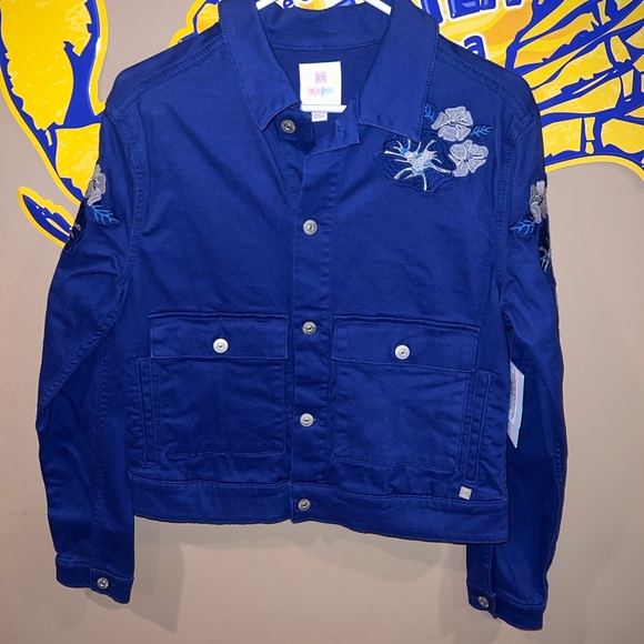 Blue Embroidered Denim Jacket - Picture 1 of 6